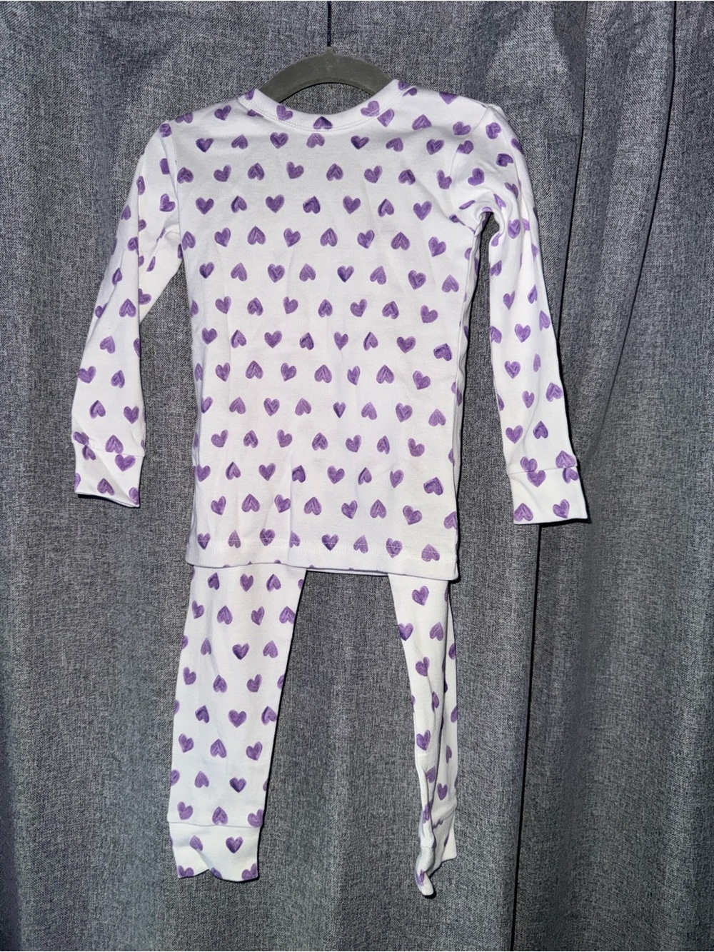 GAP White Pajama Set with Purple Heart Print